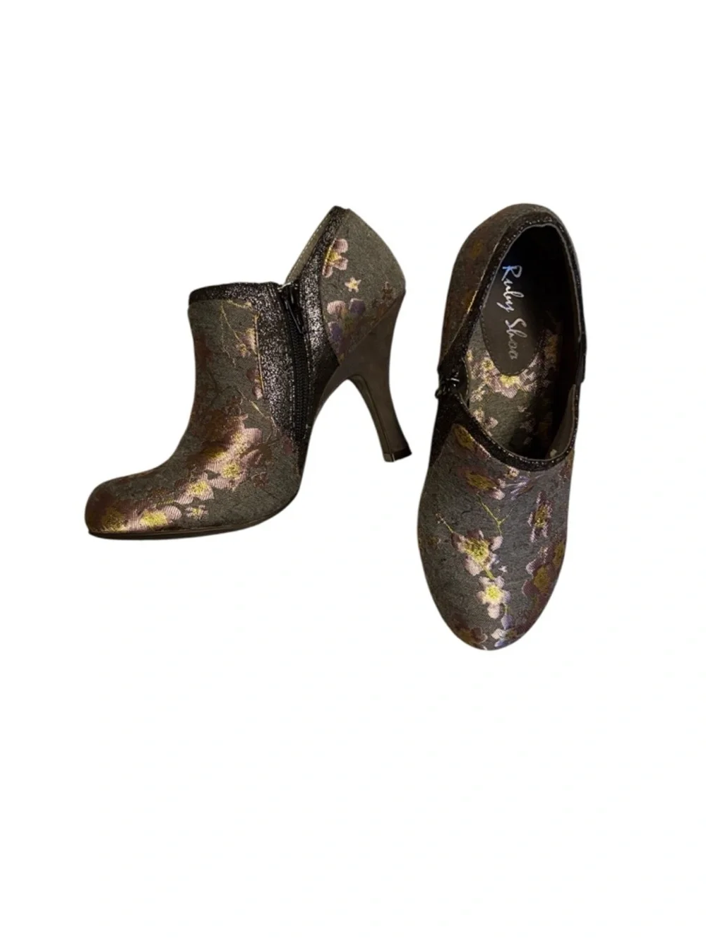 Ruby Shoo Grey and Lilac Floral High Heel